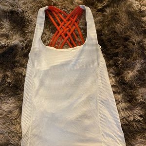 Lululemon athletica cross back tank top Wild Tank White and red size 4